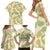 Beige Hawaii Plumeria Lei With Tropical Leaves Family Matching Short Sleeve Bodycon Dress and Hawaiian Shirt