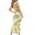 Beige Hawaii Plumeria Lei With Tropical Leaves Family Matching Short Sleeve Bodycon Dress and Hawaiian Shirt