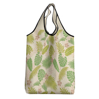Beige Hawaii Plumeria Lei With Tropical Leaves Grocery Bag LT14 - Polynesian Pride