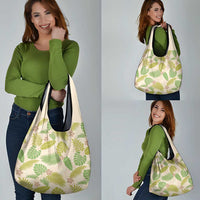 Beige Hawaii Plumeria Lei With Tropical Leaves Grocery Bag LT14 - Polynesian Pride