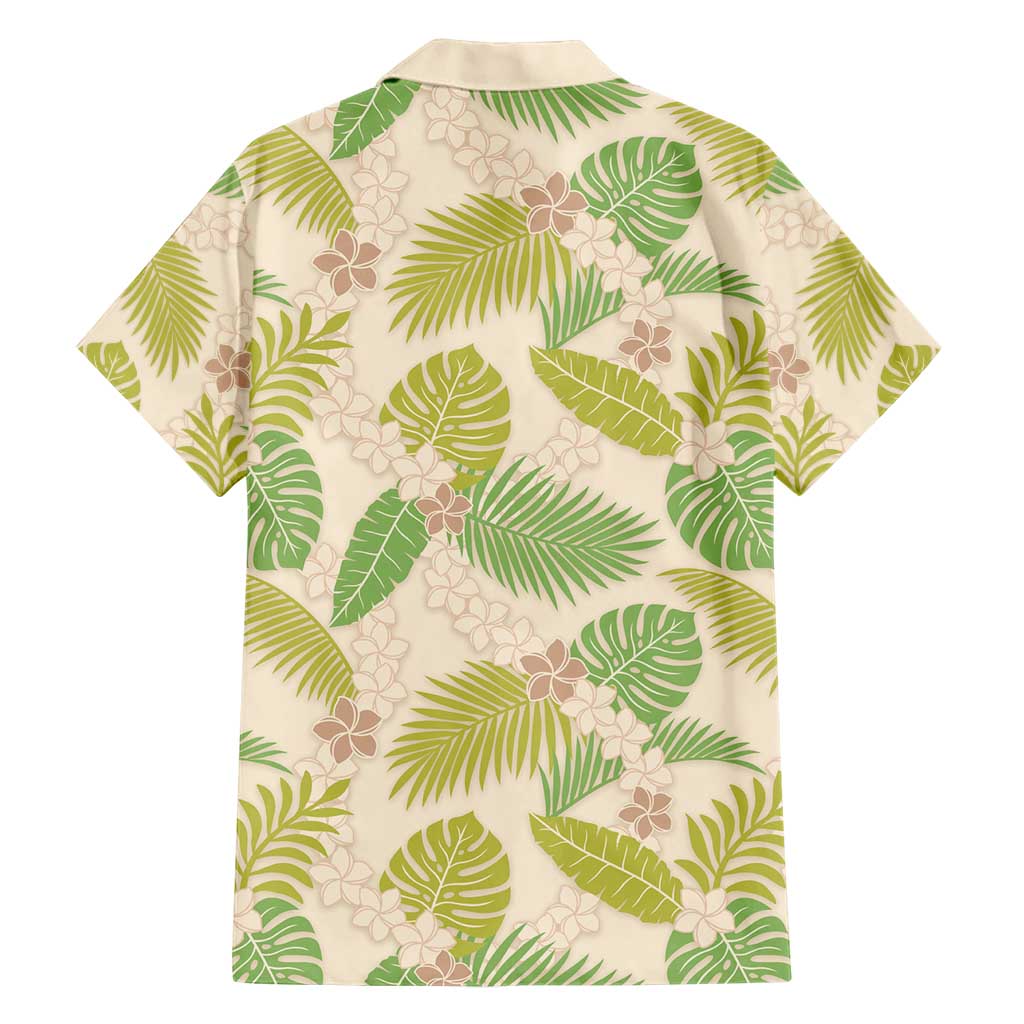 Beige Hawaii Plumeria Lei With Tropical Leaves Hawaiian Shirt LT14 - Polynesian Pride