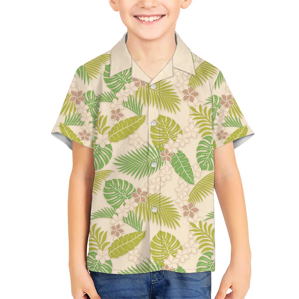 Beige Hawaii Plumeria Lei With Tropical Leaves Hawaiian Shirt LT14 - Polynesian Pride