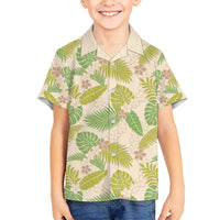 Beige Hawaii Plumeria Lei With Tropical Leaves Hawaiian Shirt LT14 - Polynesian Pride