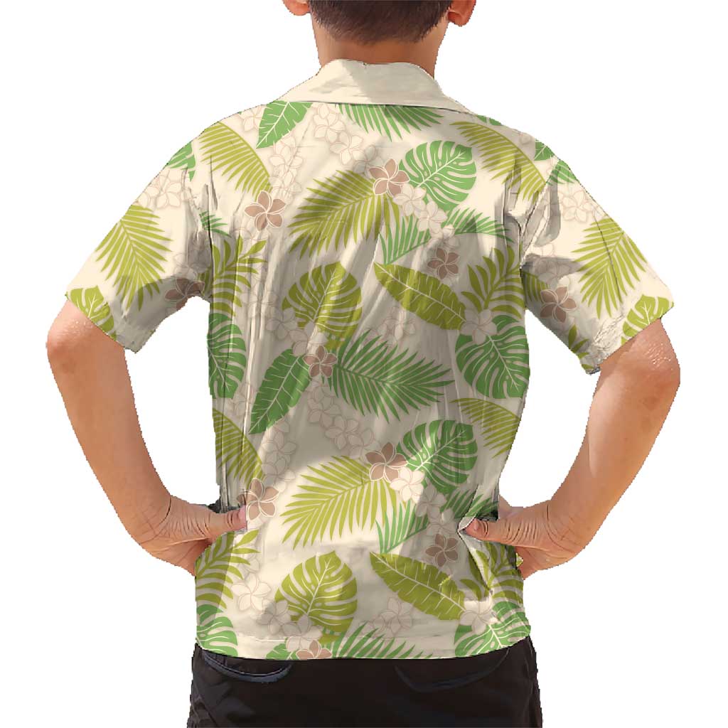 Beige Hawaii Plumeria Lei With Tropical Leaves Hawaiian Shirt LT14 - Polynesian Pride