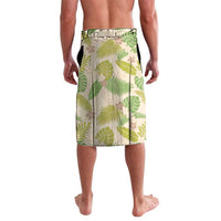 Beige Hawaii Plumeria Lei With Tropical Leaves Lavalava