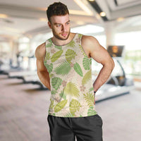 Beige Hawaii Plumeria Lei With Tropical Leaves Men Tank Top LT14 Beige - Polynesian Pride