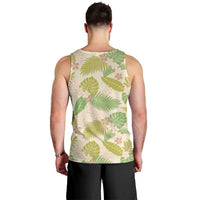 Beige Hawaii Plumeria Lei With Tropical Leaves Men Tank Top LT14 - Polynesian Pride
