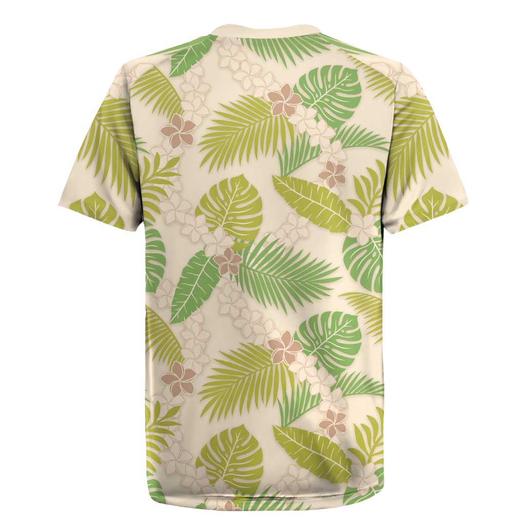 Beige Hawaii Plumeria Lei With Tropical Leaves Rugby Jersey LT14 - Polynesian Pride