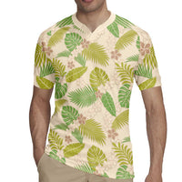Beige Hawaii Plumeria Lei With Tropical Leaves Rugby Jersey LT14 - Polynesian Pride