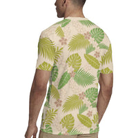 Beige Hawaii Plumeria Lei With Tropical Leaves Rugby Jersey LT14 - Polynesian Pride