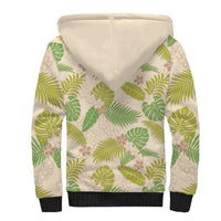 Beige Hawaii Plumeria Lei With Tropical Leaves Sherpa Hoodie LT14 - Polynesian Pride