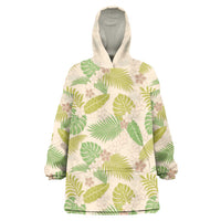 Beige Hawaii Plumeria Lei With Tropical Leaves Wearable Blanket Hoodie LT14 One Size Beige - Polynesian Pride