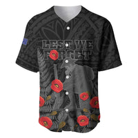 Personalised New Zealand ANZAC Day Baseball Jersey Lest We Forget Soldier Memorial LT15 Black - Polynesian Pride