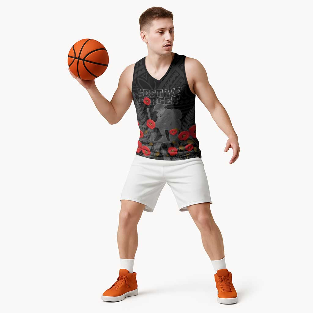 Personalised New Zealand ANZAC Day Basketball Jersey Lest We Forget Soldier Memorial LT15 - Polynesian Pride