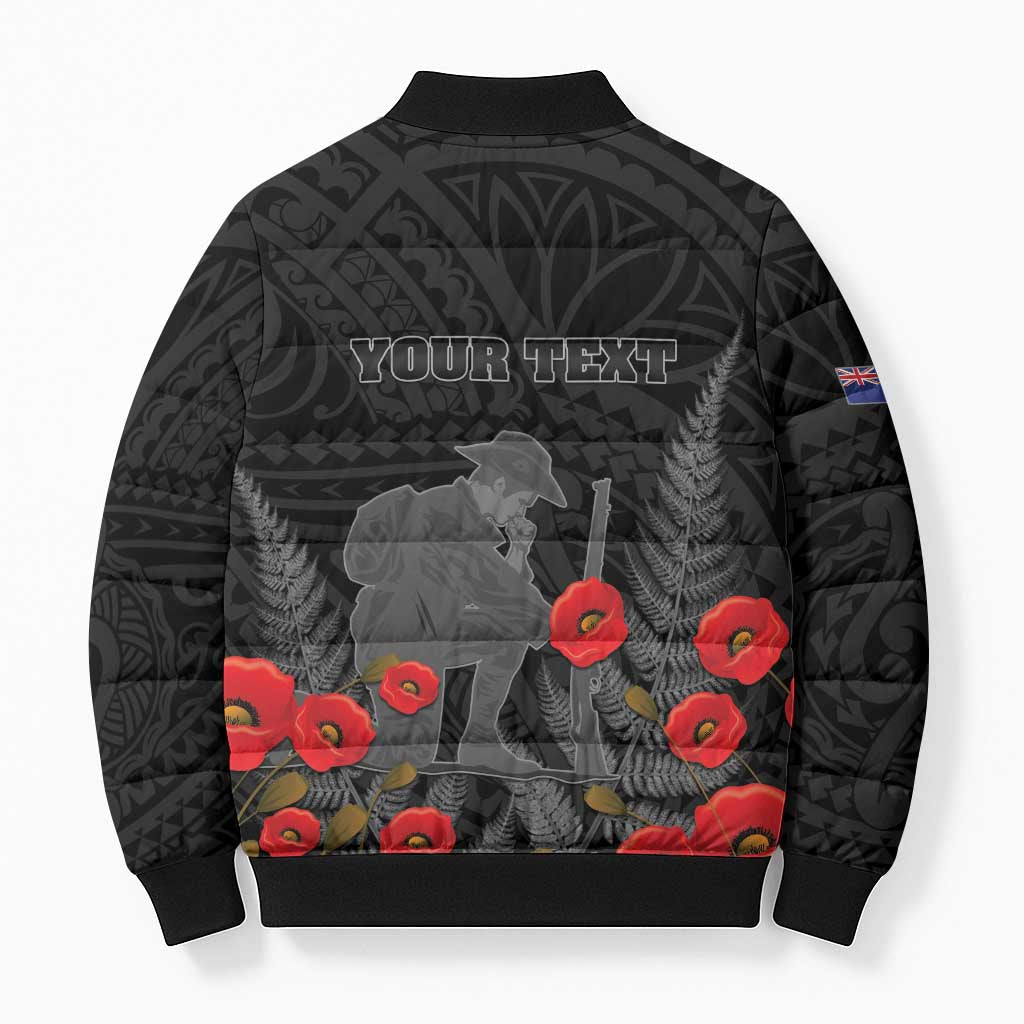 Personalised New Zealand ANZAC Day Bomber Puffer Jacket Lest We Forget Soldier Memorial LT15 - Polynesian Pride