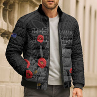 Personalised New Zealand ANZAC Day Bomber Puffer Jacket Lest We Forget Soldier Memorial LT15 - Polynesian Pride