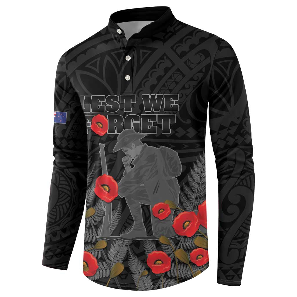Personalised New Zealand ANZAC Day Button Sweatshirt Lest We Forget Soldier Memorial LT15 - Polynesian Pride