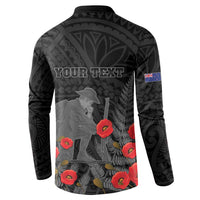 Personalised New Zealand ANZAC Day Button Sweatshirt Lest We Forget Soldier Memorial LT15 - Polynesian Pride