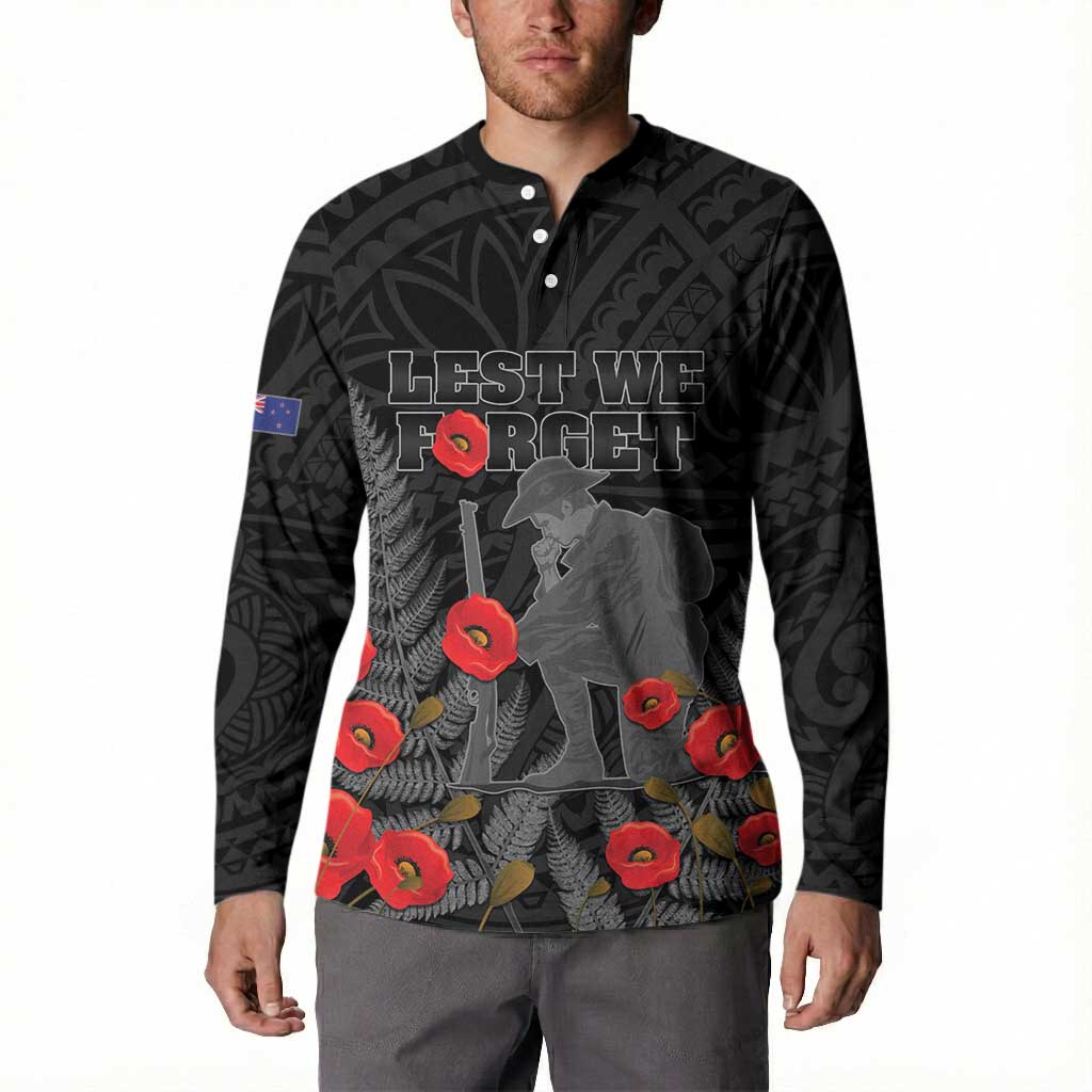 Personalised New Zealand ANZAC Day Button Sweatshirt Lest We Forget Soldier Memorial LT15 - Polynesian Pride