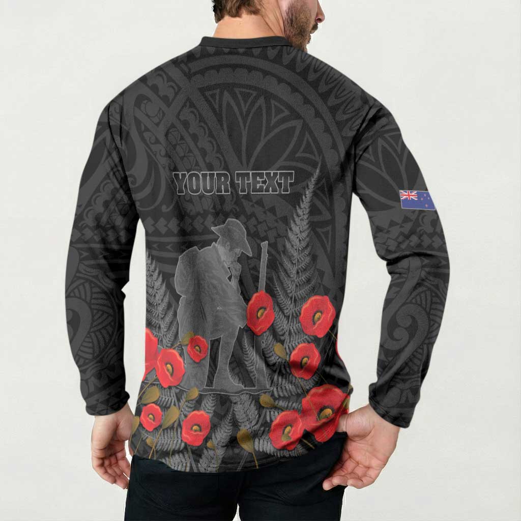 Personalised New Zealand ANZAC Day Button Sweatshirt Lest We Forget Soldier Memorial LT15 - Polynesian Pride