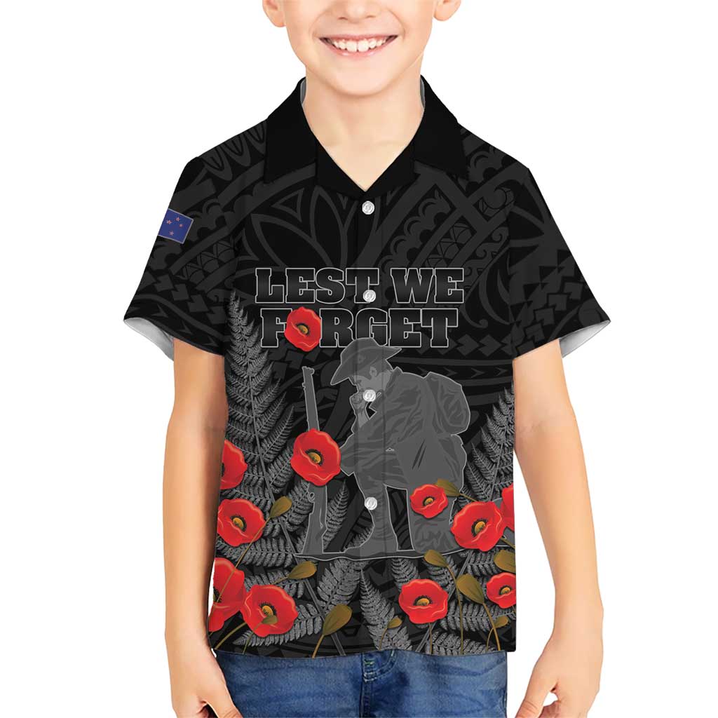 Personalised New Zealand ANZAC Day Hawaiian Shirt Lest We Forget Soldier Memorial LT15 - Polynesian Pride