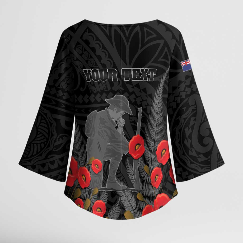 Personalised New Zealand ANZAC Day Kimono Sleeve Blouse Lest We Forget Soldier Memorial LT15 - Polynesian Pride
