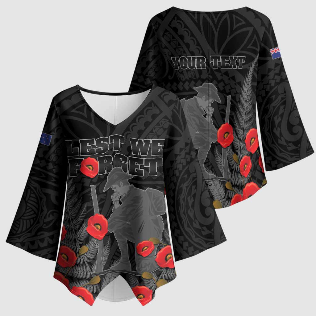 Personalised New Zealand ANZAC Day Kimono Sleeve Blouse Lest We Forget Soldier Memorial LT15 - Polynesian Pride