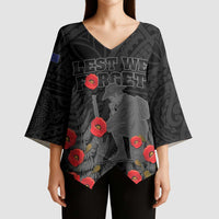 Personalised New Zealand ANZAC Day Kimono Sleeve Blouse Lest We Forget Soldier Memorial LT15 - Polynesian Pride