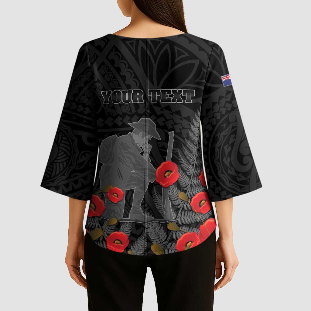 Personalised New Zealand ANZAC Day Kimono Sleeve Blouse Lest We Forget Soldier Memorial LT15 - Polynesian Pride