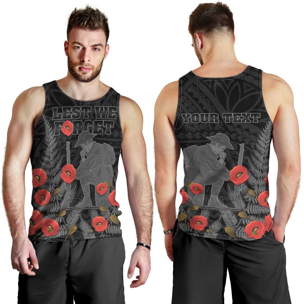 Personalised New Zealand ANZAC Day Men Tank Top Lest We Forget Soldier Memorial LT15 - Polynesian Pride