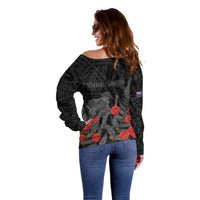 Personalised New Zealand ANZAC Day Off Shoulder Sweater Lest We Forget Soldier Memorial LT15 - Polynesian Pride