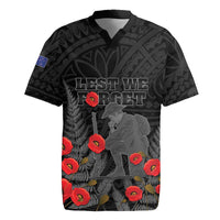 Personalised New Zealand ANZAC Day Rugby Jersey Lest We Forget Soldier Memorial LT15 Black - Polynesian Pride