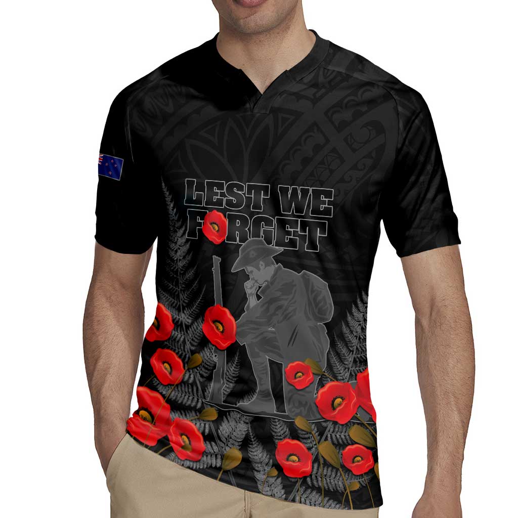 Personalised New Zealand ANZAC Day Rugby Jersey Lest We Forget Soldier Memorial LT15 - Polynesian Pride