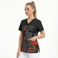Personalised New Zealand ANZAC Day Scrub Top Lest We Forget Soldier Memorial