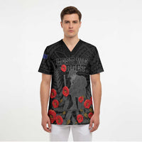 Personalised New Zealand ANZAC Day Scrub Top Lest We Forget Soldier Memorial