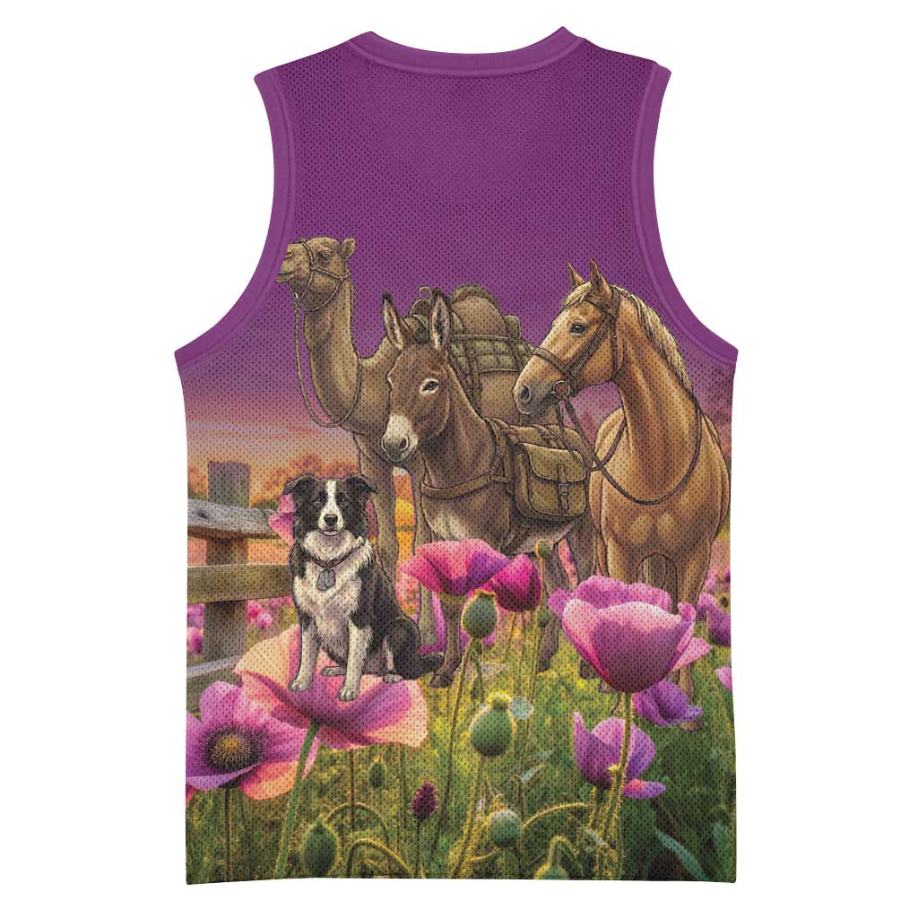 ANZAC Day Basketball Jersey Lest We Forget The Animals Of War LT15 - Polynesian Pride