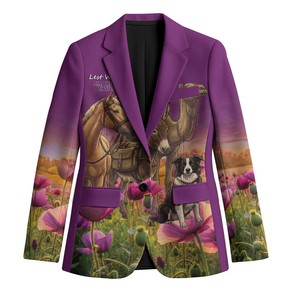 ANZAC Day Blazer Lest We Forget The Animals Of War LT15 Unisex Purple - Polynesian Pride