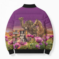 ANZAC Day Bomber Puffer Jacket Lest We Forget The Animals Of War LT15 - Polynesian Pride