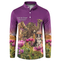 ANZAC Day Button Sweatshirt Lest We Forget The Animals Of War LT15 Purple - Polynesian Pride