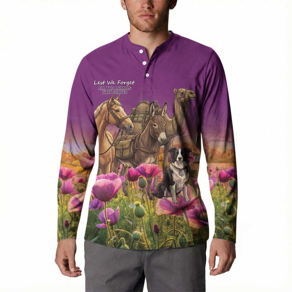 ANZAC Day Button Sweatshirt Lest We Forget The Animals Of War LT15 - Polynesian Pride