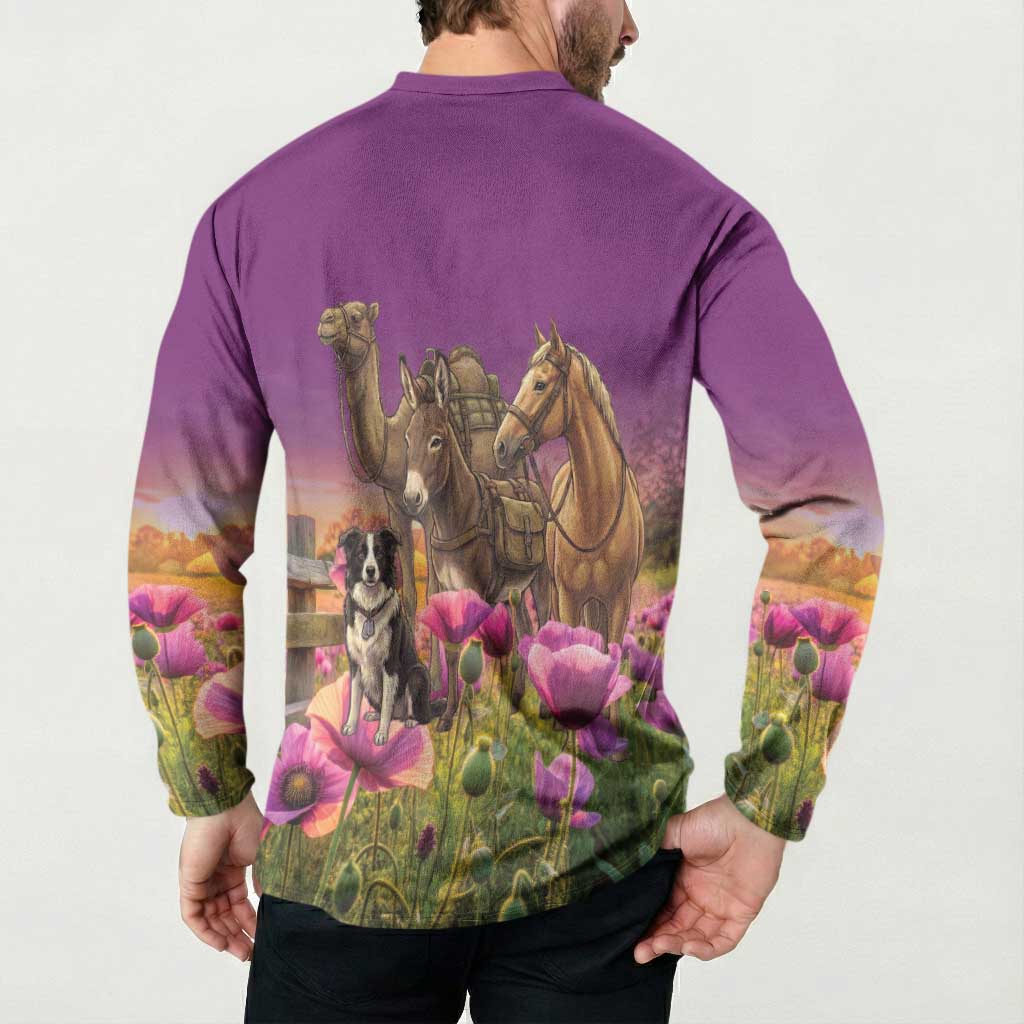 ANZAC Day Button Sweatshirt Lest We Forget The Animals Of War LT15 - Polynesian Pride