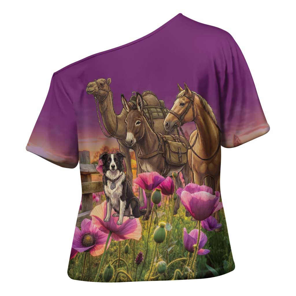 ANZAC Day Cross Shoulder Shirt Lest We Forget The Animals Of War LT15 - Polynesian Pride
