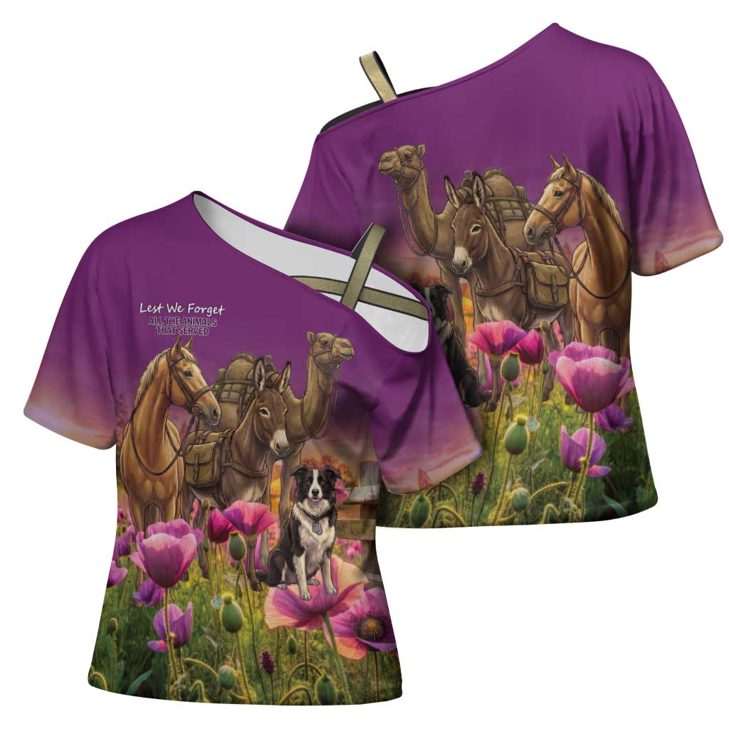 ANZAC Day Cross Shoulder Shirt Lest We Forget The Animals Of War LT15 - Polynesian Pride