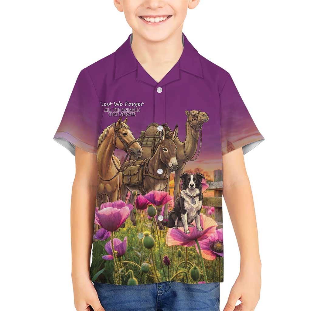 ANZAC Day Kid Hawaiian Shirt Lest We Forget The Animals Of War LT15 Kid Purple - Polynesian Pride