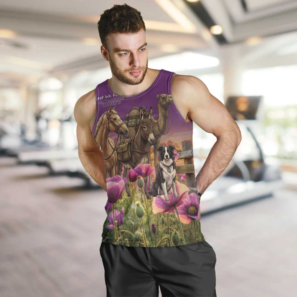 ANZAC Day Men Tank Top Lest We Forget The Animals Of War LT15 Purple - Polynesian Pride