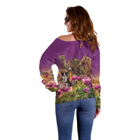 ANZAC Day Off Shoulder Sweater Lest We Forget The Animals Of War LT15 - Polynesian Pride