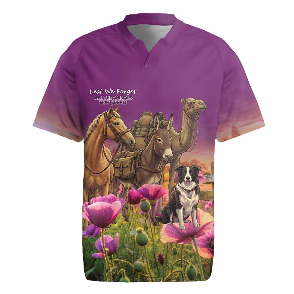 ANZAC Day Rugby Jersey Lest We Forget The Animals Of War LT15 Purple - Polynesian Pride