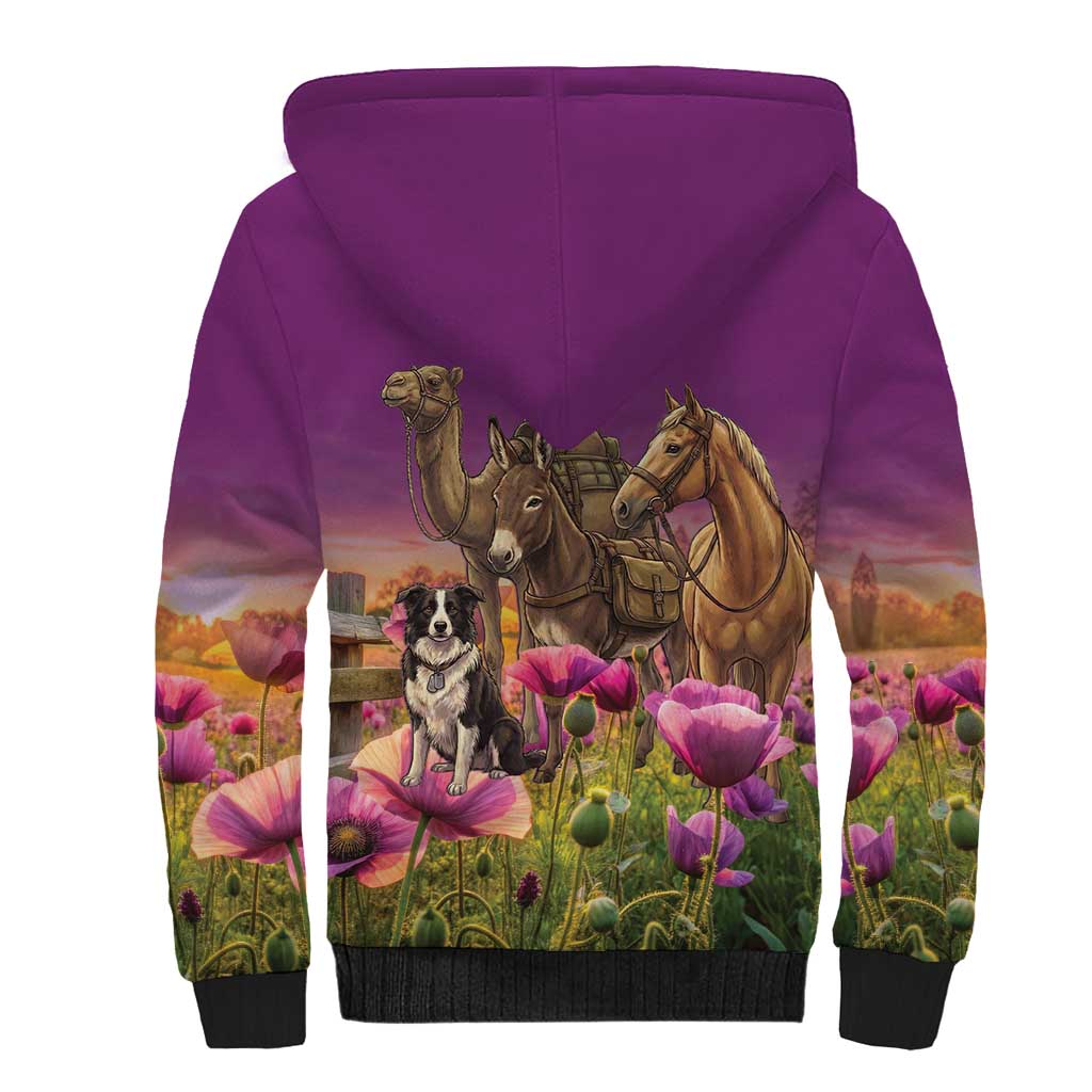 ANZAC Day Sherpa Hoodie Lest We Forget The Animals Of War LT15 - Polynesian Pride