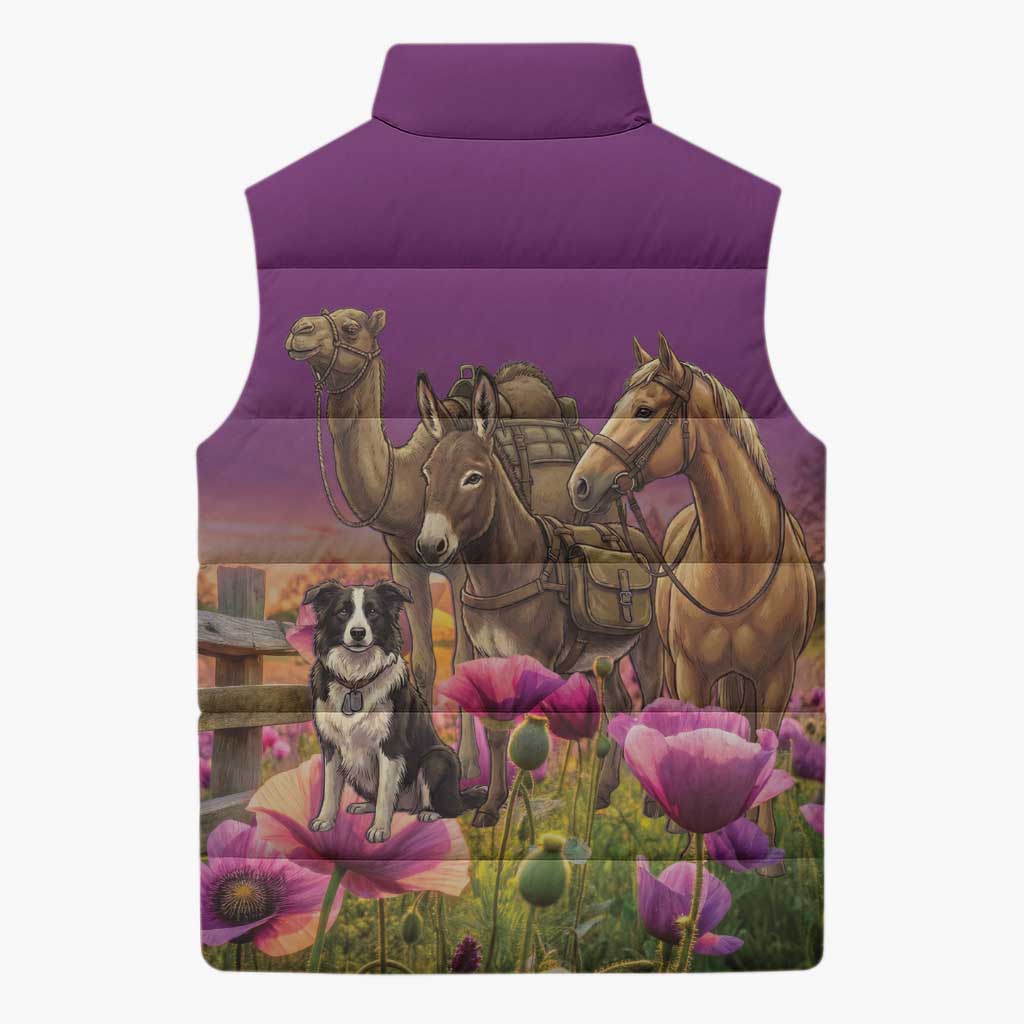 ANZAC Day Sleeveless Puffer Jacket Lest We Forget The Animals Of War LT15 - Polynesian Pride