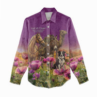 ANZAC Day Women Casual Shirt Lest We Forget The Animals Of War LT15 - Polynesian Pride